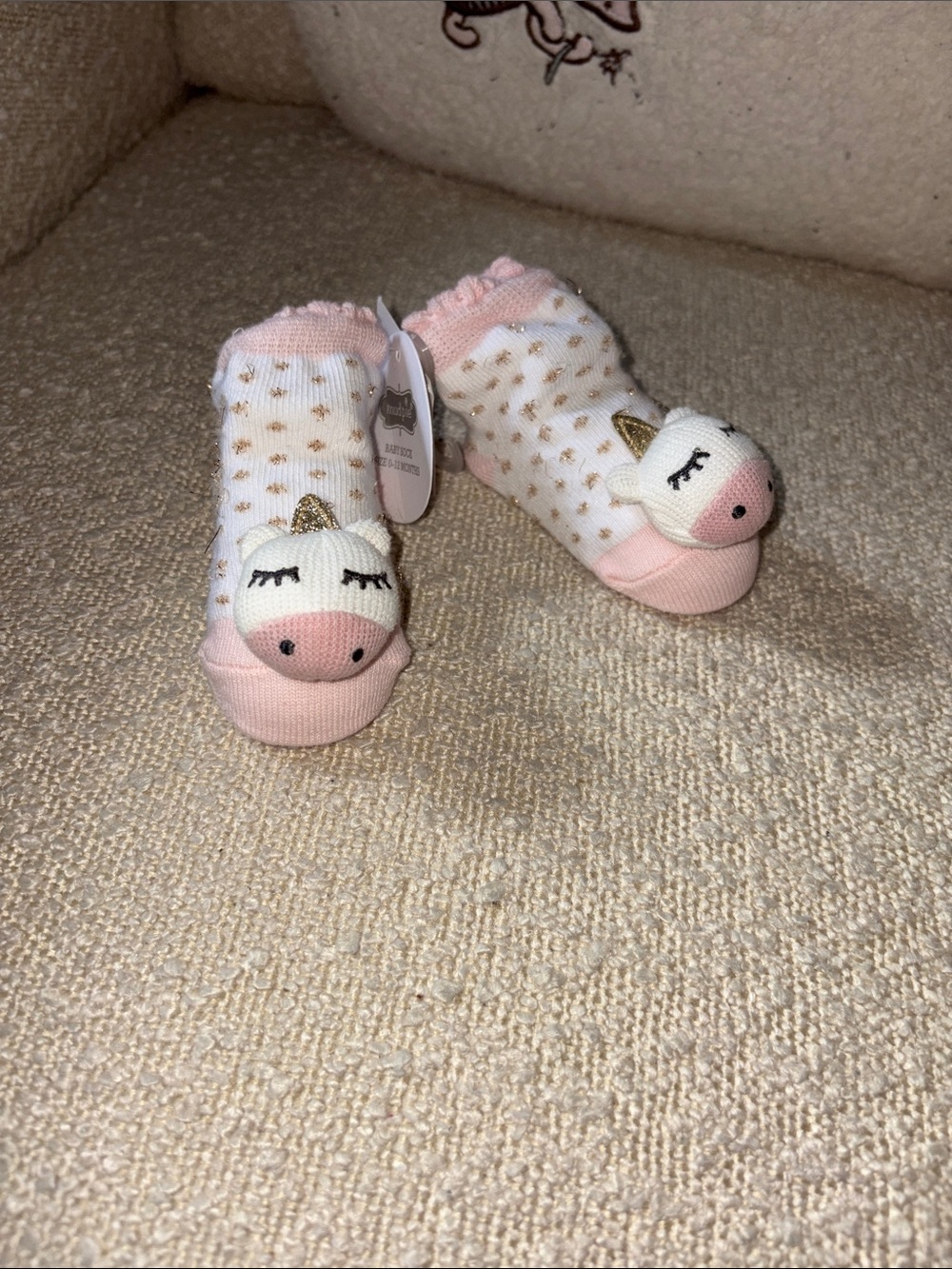 Unicorn Baby Socks - Pink and White mudpie